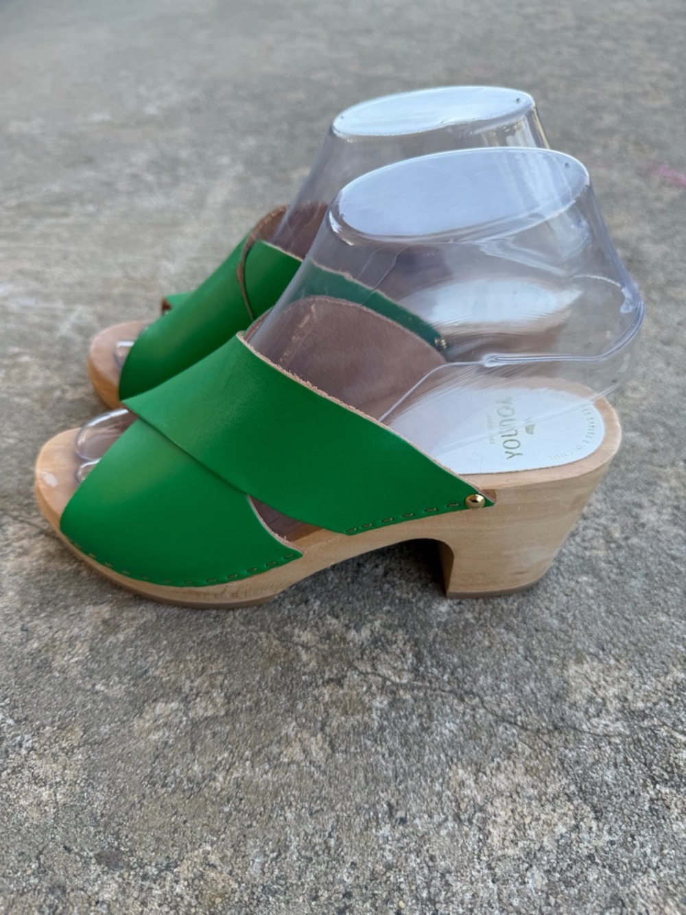 Sabot YouYou Green Leather Mules Clogs Designer Platform Heels Women’s EU 36 - Picture 5 of 16